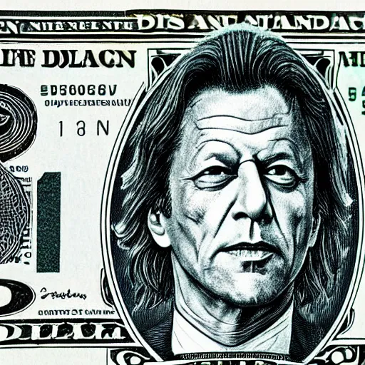 Image similar to Imran Khan on the dollar bill