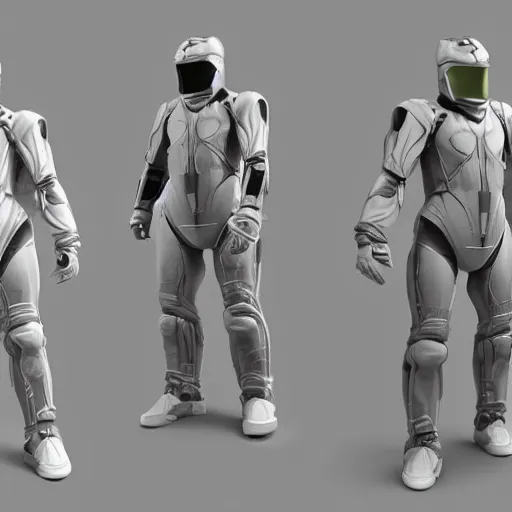 Prompt: 3 d render of concept suits for super soilders in the future