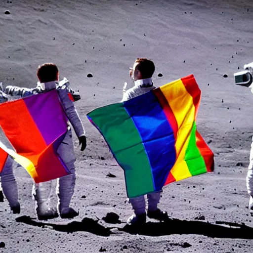 Image similar to lgbt pride parade on the moon 4k