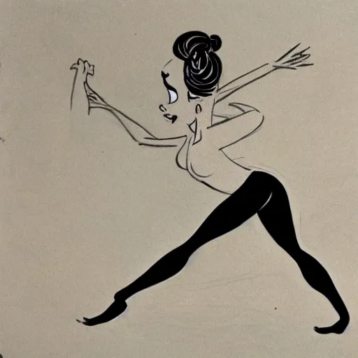 Image similar to milt kahl sketch of thick cuban girl wearing black yoga pants