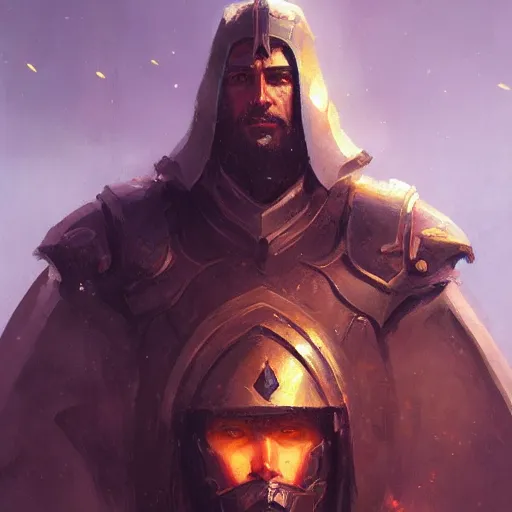 Image similar to 'portrait of a human paladin, art by Greg Rutkowski, 4k'