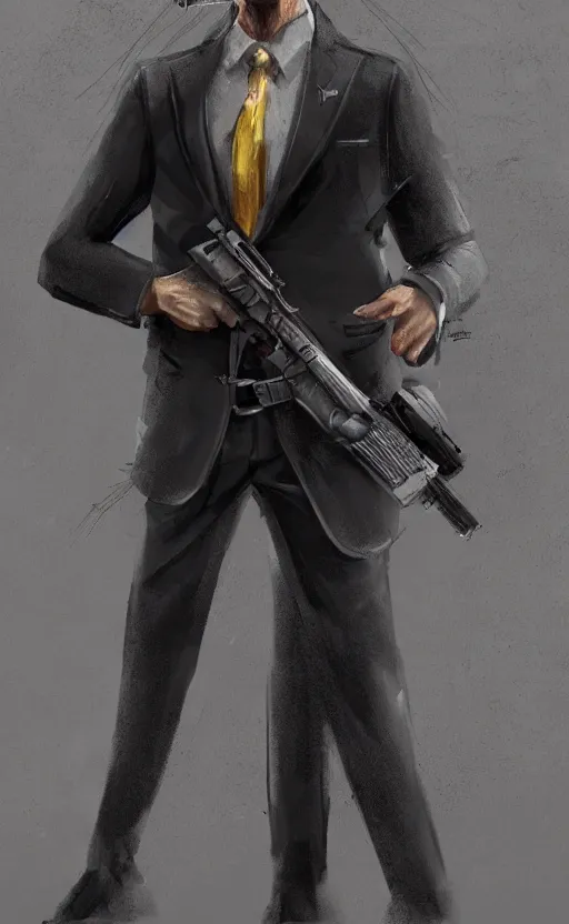 Image similar to a jackrabbit as a hitman, suit and tie, with silenced gun, dynamic lighting, fantasy concept art, trending on art station, stunning visuals, creative, cinematic, ultra detailed