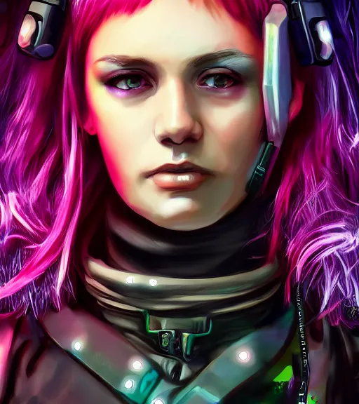 Image similar to detailed realistic female character cyberpunk wearing thick large collar around neck, realistic, art, beautiful, 4K, collar, choker, collar around neck, punk, artstation, detailed, female, woman, choker, cyberpunk, neon, punk, collar, choker, collar around neck, thick collar, tight around neck, punk,