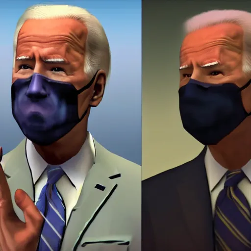 Image similar to joe biden in half life alyx ending scene with gman, half life ending screenshot