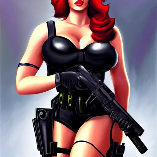 Image similar to jessica rabbit dressed as swat police officer, highly detailed portrait, digital painting, by julie bell, artgerm, ilya kuvshinov