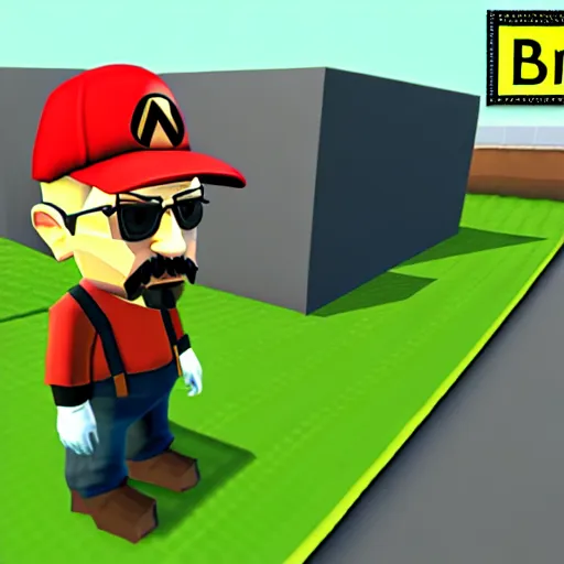 Image similar to breaking bad, nintendo 6 4 screenshot, low poly, aliased