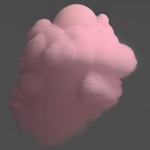 Image similar to the pink cloud with the creamy disconcerting face, a childish beeple 3 d render, intended for cheap laughs