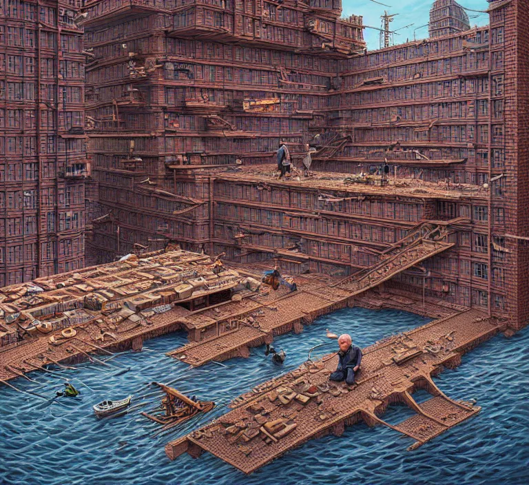 Image similar to hyperrealism photography hyperrealism concept art of highly detailed beavers builders that building highly detailed futuristic city with bricks by wes anderson and hasui kawase and scott listfield sci - fi style hyperrealism