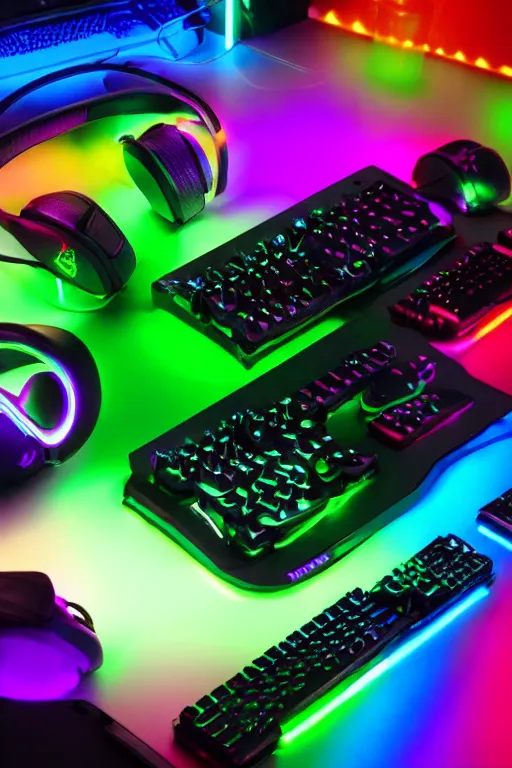 Image similar to razer gaming vodka, rgb lights, promotional photo