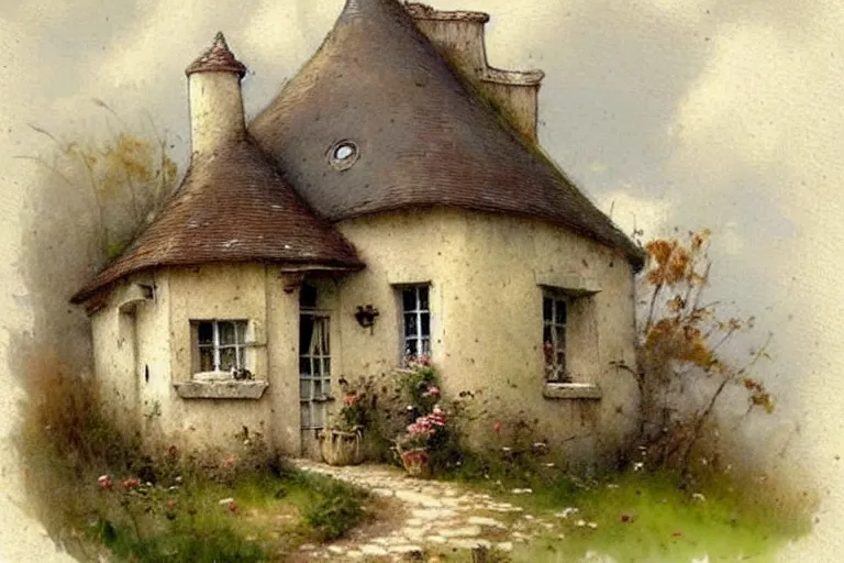 Image similar to (((((1950s small castle cottage . muted colors.))))) by Jean-Baptiste Monge !!!!!!!!!!!!!!!!!!!!!!!!!!!