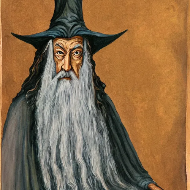 Image similar to gandalf as deity, painting