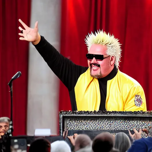 Image similar to Guy Fieri being inaugurated as the 47th president of the United States