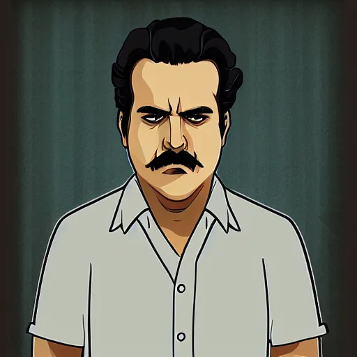 Prompt: a portrait of pablo escobar in an anime style