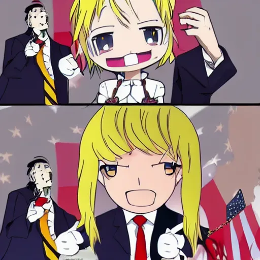 Image similar to Donald trump in Madoka magica, anime