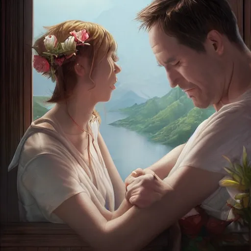 Image similar to a beautiful scenic painting by artgerm and wlop and mark romanek and spike jonze