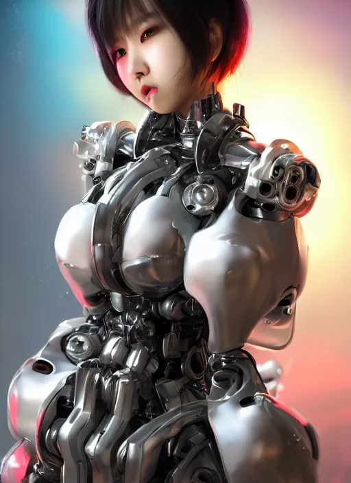 Prompt: a highly detailed portrait of a kpop idol mecha lady in spiked cyberpunk bioarmor trending on artstation by yoshitake amano, holographic undertones, 3 d cg, octane rendered, futuristic, 2 k aesthetic, dramatic lighting, 4 k