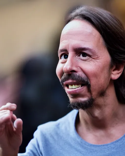 Image similar to pablo iglesias as a muppet. highly detailed felt. hyper real photo. 4 k.