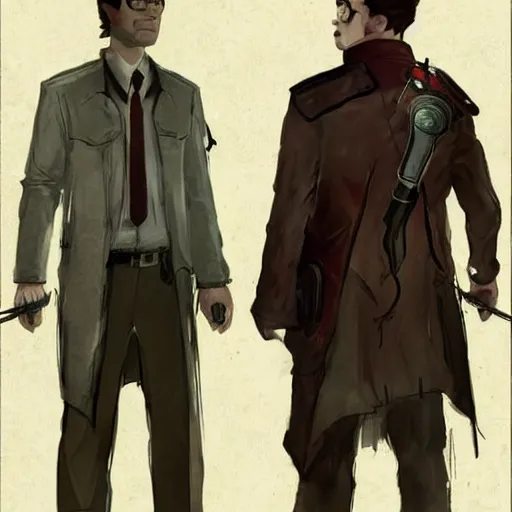 Image similar to dwight schrute in dishonored concept art