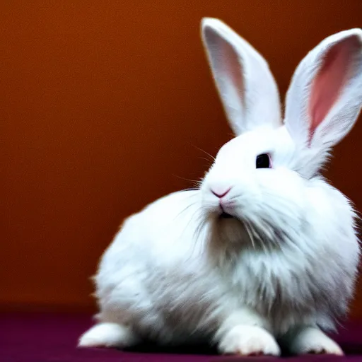 Image similar to a white dwarf rabbit with long hair, photograph, sharp focus