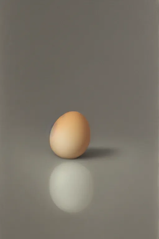 Prompt: a hyperrealistic painting of a single egg, minimalistic, super fine detail