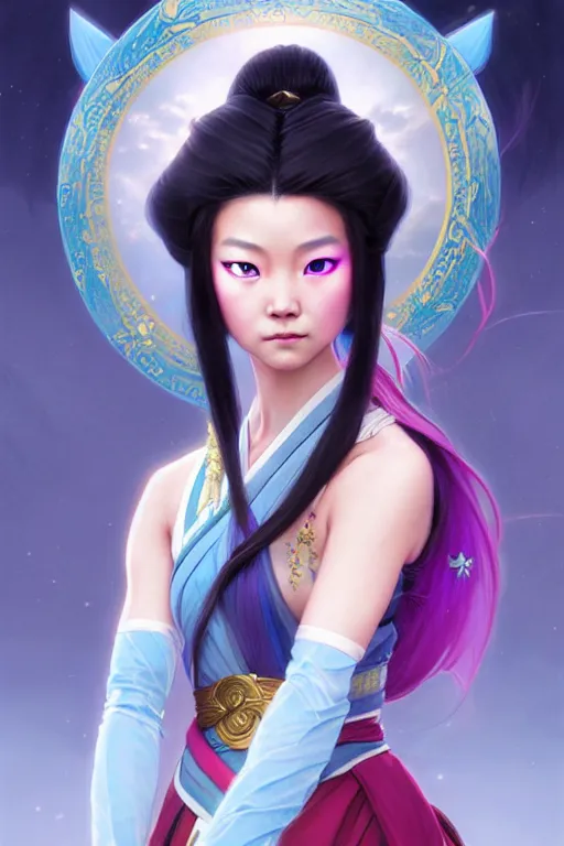 Image similar to Princess Yue from avatar the last airbender, rich vivid colors, fantasy, intricate, elegant, highly detailed, digital painting, artstation, concept art, matte, sharp focus, illustration, art by Artgerm and Greg Rutkowski and Alphonse Mucha