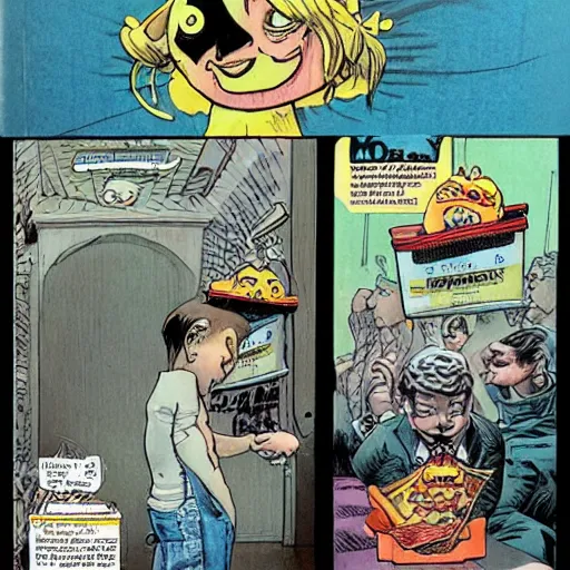 Prompt: dream of the endless asking for a happy meal at mcdonalds comic book sam kieth