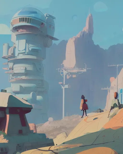 Image similar to landing on the terraforming mars settlement, cory loftis, james gilleard, atey ghailan, makoto shinkai, goro fujita, studio ghibli, rim light, exquisite lighting, clear focus, very coherent, plain background, soft painting