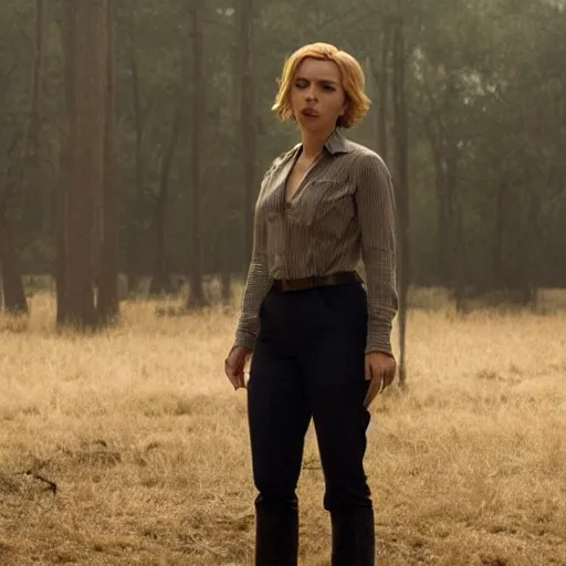 Prompt: live action still of scarlett johansson in true detective scene, film still, 8k, realistic