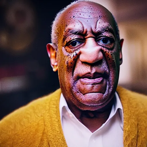 Image similar to Bill Cosby as a mixologist, cinematic lighting, dramatic, octane render, long lens, shallow depth of field, bokeh, anamorphic lens flare, 8k, hyper detailed, 35mm film grain