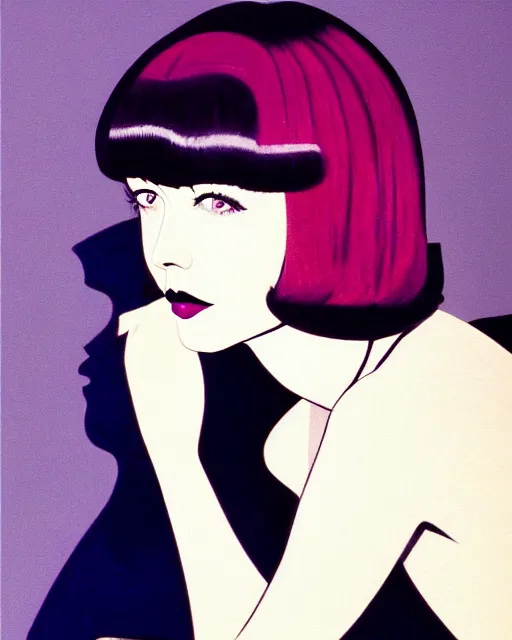 Prompt: colleen moore 2 5 years old, bob haircut, portrait by patrick nagel, painted by stanley artgerm, dramatic lighting