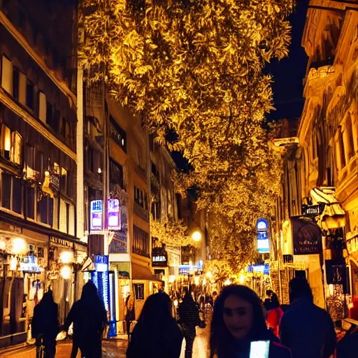 Prompt: glowing diverse groups of humans city nights, from behind, wide angle, elaborate, highly detailed, beautiful lighting