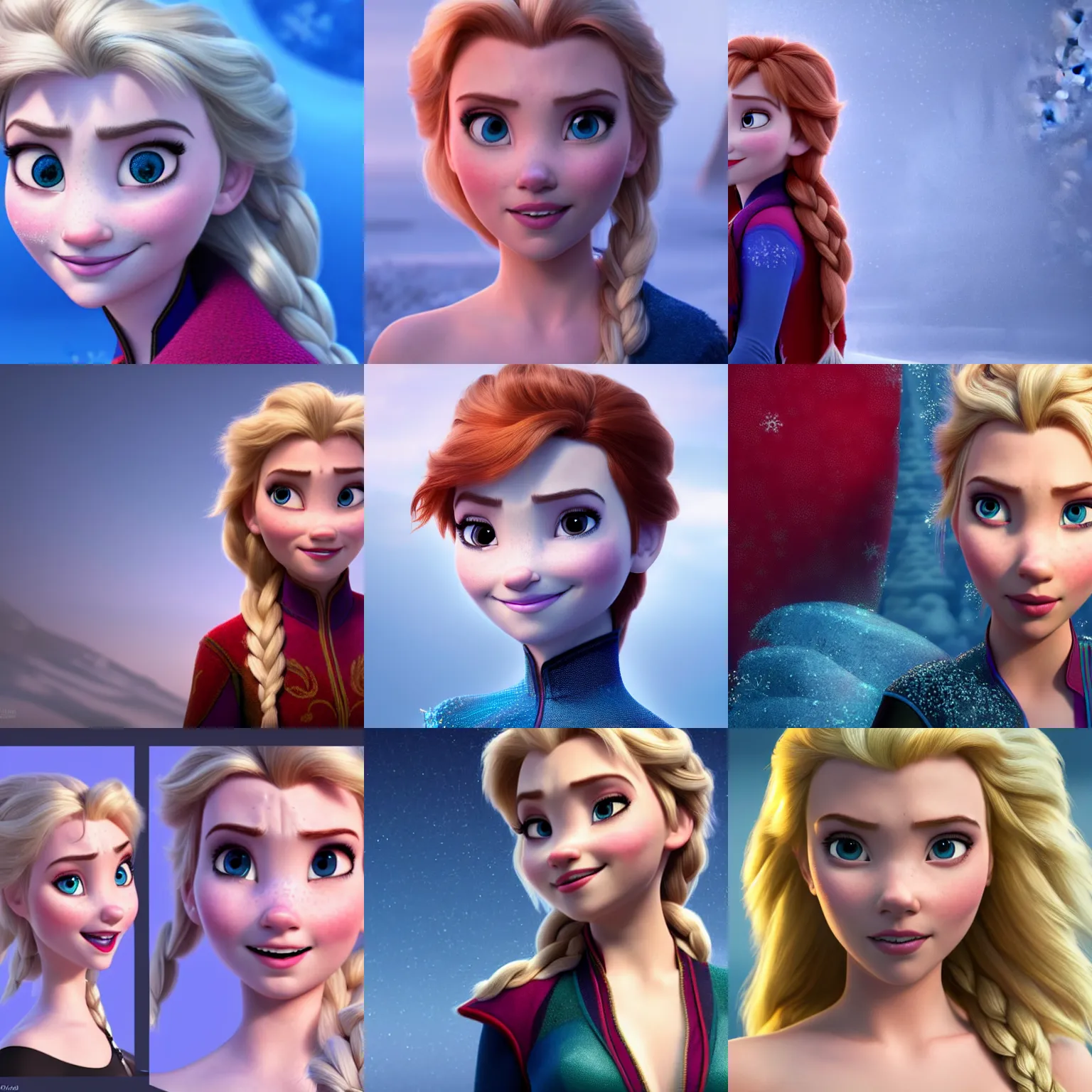 Prompt: scarlett johansson in Frozen Movie, High quality illustration, trending on artstation, octane render, 4k, Pixar rendering,