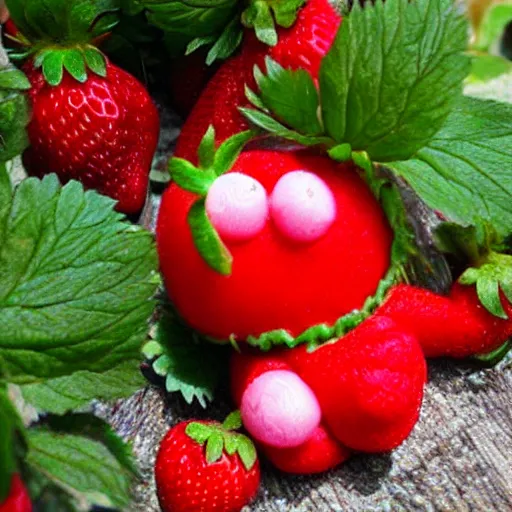 Prompt: adorable strawberry critter