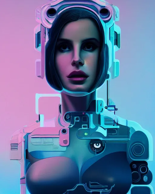 Image similar to portrait of lana del rey as a cyborg. intricate abstract. intricate artwork. by tooth wu, wlop, beeple, dan mumford. octane render, trending on artstation, greg rutkowski very coherent symmetrical artwork. cinematic, hyper realism, high detail, octane render, 8 k, iridescent accents