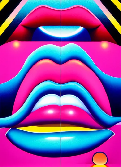 Prompt: lips by shusei nagaoka, kaws, david rudnick, airbrush on canvas, pastell colours, cell shaded!!!, 8 k