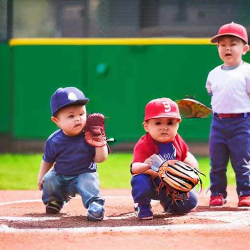 Image similar to Babies playing baseball