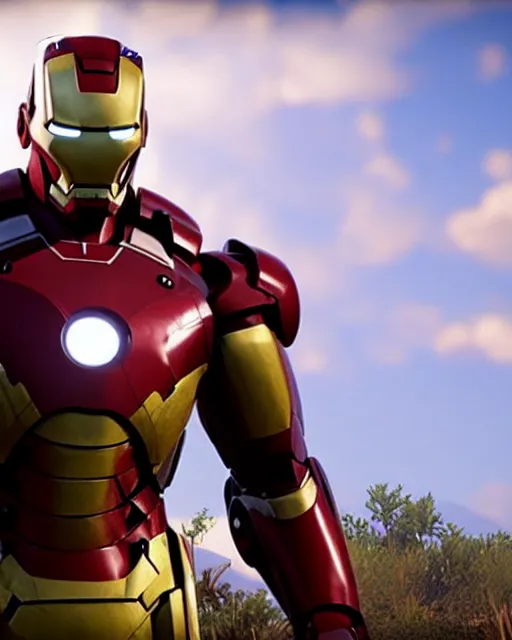 Prompt: robust and bulky iron man suit in red dead redemption 2, cinematic, photorealistic