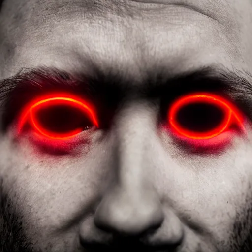 Image similar to a man with red glowing eyes