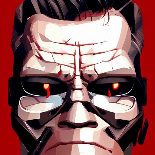 Image similar to face icon stylized minimalist the terminator, loftis, cory behance hd by jesper ejsing, by rhads, makoto shinkai and lois van baarle, ilya kuvshinov, rossdraws global illumination