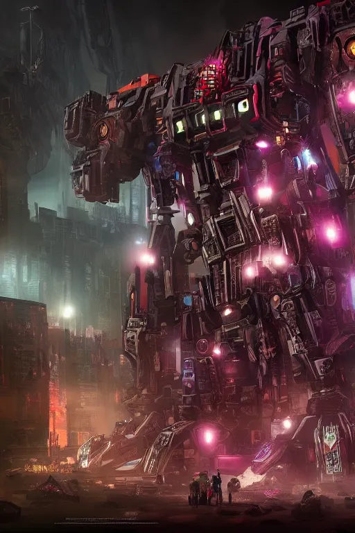 Image similar to Cybertron, Hot Topic store for goth Decepticons, long shot, cinematography by Wes Anderson, 4k octane render, intricate detail, photorealistic , cinematic lighting, Artstation