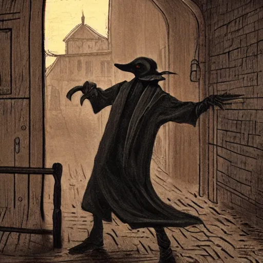 Prompt: The Plague goes East and The Plague Doctor follows