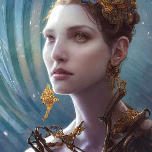 Prompt: portrait of a dead god, D&D, fantasy, intricate, elegant, highly detailed, digital painting, artstation, concept art, smooth, sharp focus, illustration, art by artgerm and greg rutkowski and alphonse mucha