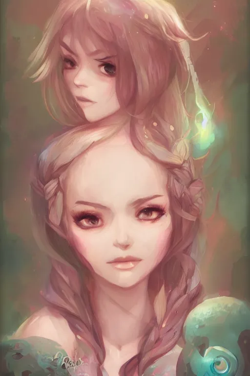 Image similar to a portrait of a cute fantasy girl by Ross Tran and loish