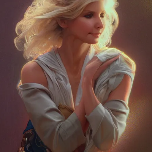 Image similar to Olivia newton-John, intricate, highly detailed, digital painting, artstation, concept art, smooth, sharp focus, illustration, Unreal Engine 5, 8K, art by artgerm and greg rutkowski and alphonse mucha