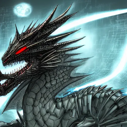 Prompt: a cybernetic dragon