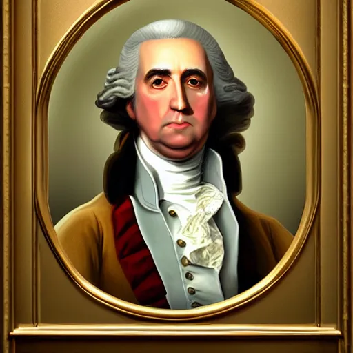 Prompt: nic cage as george washington, buff, painted portrait, highly detailed,