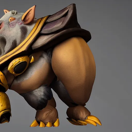 Image similar to legue of legend character Sejuani's Hog, but in a bee skin with bee wings, 3d graphics, octane rendered