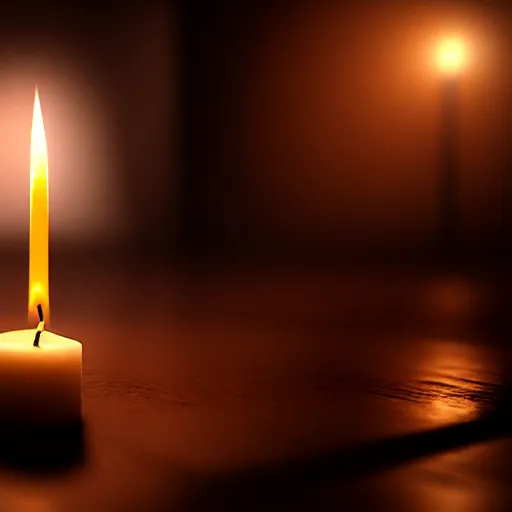 Image similar to A candle in the darkness, intricate details, eerie, highly detailed, photorealistic, octane render, 8k, unreal engine
