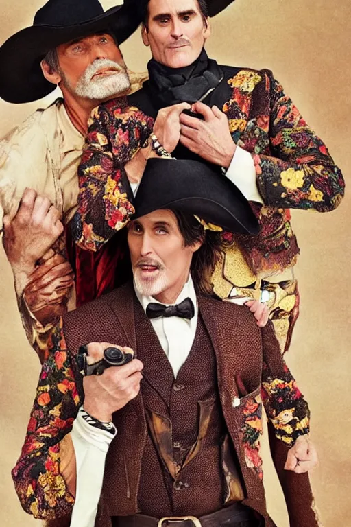 Image similar to dolce & gabbana campaign featuring jim carey as a cowboy, unprocessed colors, # nofilter, shot by annie leibovitz, realistic vfx simulation