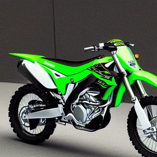 Image similar to !dream kawasaki ninja kx250, photo-realistic, hyperealism, 3d render